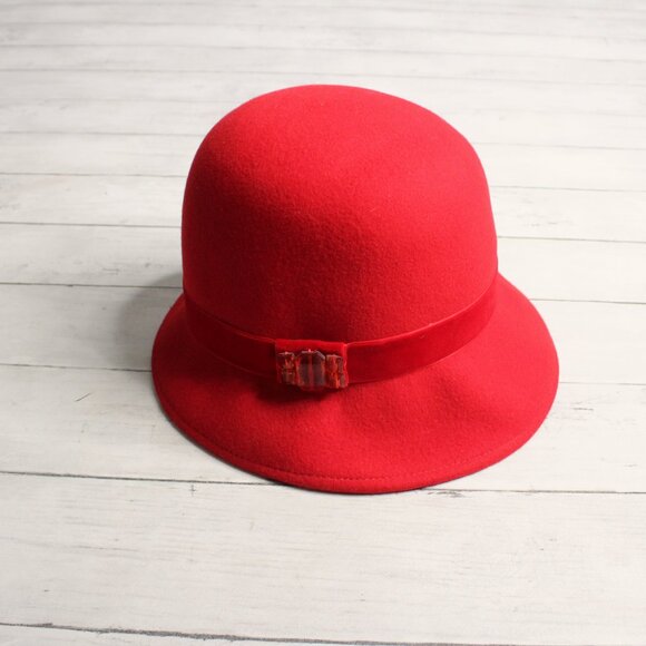 Croft & Barrow Women\'s Red Cloche Bucket Hat 100% Wool main image 6